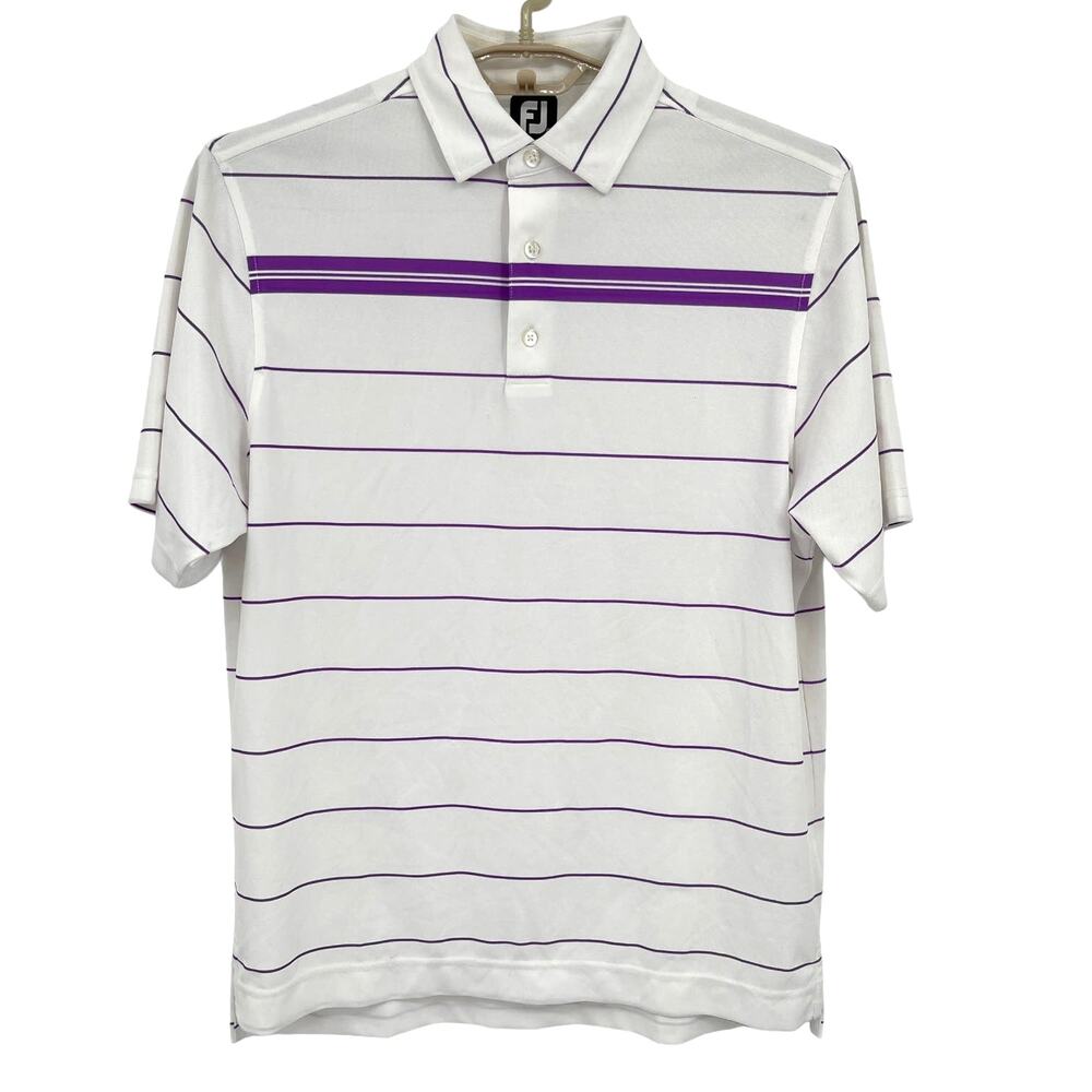 FootJoy Mens Performance Golf Pollo Shirt Purple Stripe Size Medium